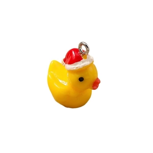 Pendentif canard 3D en résine avec bonnet de Noël et anneau pour la création de bijoux