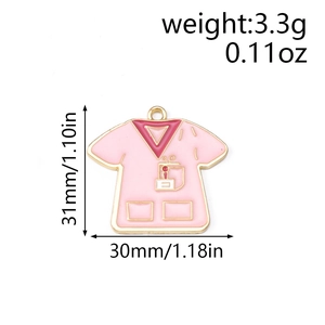 Dessin technique du pendentif uniforme infirmière avec dimensions et poids précis