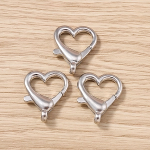 Tre fermagli a moschettone a forma di cuore argento per la creazione di gioielli fai da te