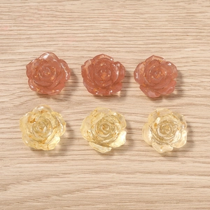 Cabochon a forma di rosa in resina con foglia d'oro per gioielli fai da te, 6 pezzi