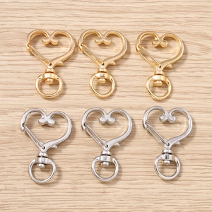 Set di 6 moschettoni a cuore in metallo oro e argento per portachiavi fai da te