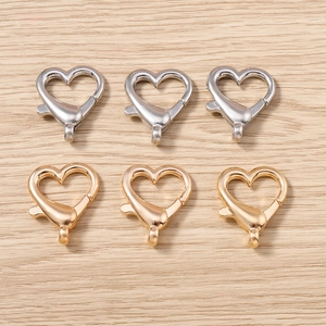 Chiusure a moschettone a forma di cuore in oro e argento per gioielli e portachiavi