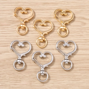 Chiusura a Moschettone a Forma di Cuore in Lega di Zinco Gancio Girevole per Creazione Gioielli DIY Accessori Portachiavi Oro Argento