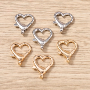Set di 10 chiusure a moschettone a forma di cuore in oro e argento per gioielli fai-da-te