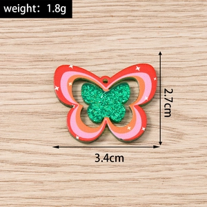 Close-up showing a 3.4cm x 2.7cm colorful butterfly pendant with weight dimensions