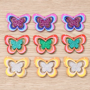 Glitter Acrylic Butterfly Charms DIY Jewelry Making Colorful Resin Butterfly Pendants For Necklace Bracelet Keychain Jewelry Making