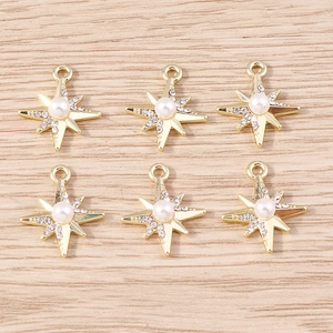 6-teiliges Set goldene Strass-Perlen-Sternanhänger für DIY-Schmuckherstellung