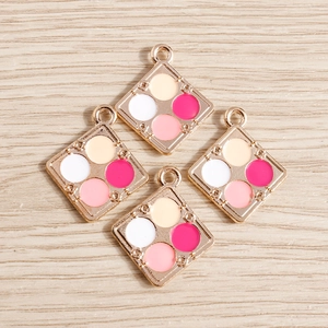Square enamel blush palette pendants for DIY jewelry making in various vibrant colors