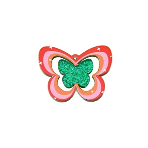 Colorful double-layered butterfly pendant with glitter wings and star pattern for DIY crafts