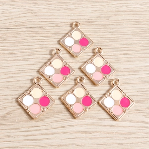 Rhombus enamel blush palette charms for DIY jewelry making in gold finish