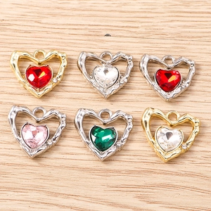 Set di ciondoli a cuore Y2K con gemme sfaccettate per la creazione di gioielli DIY