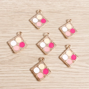 Creative Eyeshadow Palette Zinc Alloy Enamel Charms DIY Jewelry Making Golden Square Multi Color Cosmetic Pendants