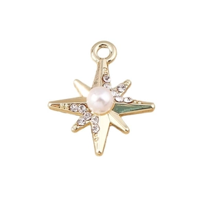 Goldener Nordstern-Anhänger mit Perle und Strass für DIY-Schmuckherstellung