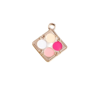 Golden square blush palette charms with colorful enamel dots for DIY jewelry making