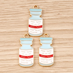 Détail de pendentifs flacons médicaux bleu ciel en alliage doré pour bijoux DIY
