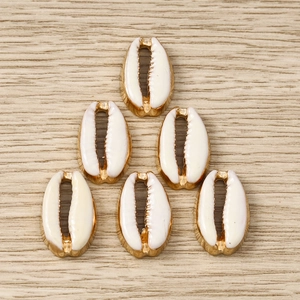 Bohemian style natural white sea shells with gold plated edges for DIY jewelry making