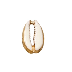 Golden shell pendant with white enamel inlay for DIY necklaces and bracelets fashion jewelry