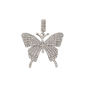 Sparkling silver butterfly pendant with crystal rhinestones for DIY jewelry making