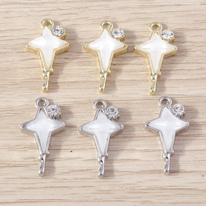Fashion Alloy Rhinestone Four-pointed Star Pendants DIY Jewelry Accessories Inlaid Resin Star Charms For Necklace Bracelet Making Women Jewelry Findings
