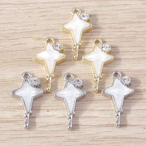 Exquisite four-pointed star pendants with rhinestones for DIY jewelry making