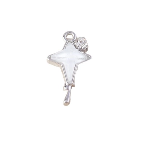 Pack of 4 rhinestone four-pointed star pendants with metallic drip design and white inlay