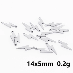 Rainbow vacuum plated stainless steel lightning charms for DIY jewelry making 14x5mm