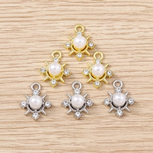 Ciondoli a fiocco di neve con strass e perle per braccialetti fai-da-te e gioielli