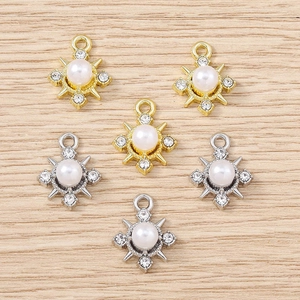 Squisito Ciondolo a Stella in Lega Con Strass e Perla Artificial Sintetica Senza Catena Per Collana Bracciale Fai-da-te Accessori Gioielli