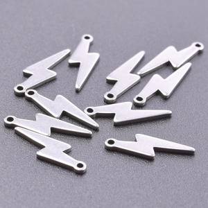 Polished stainless steel lightning bolt charms for DIY jewelry making accessories