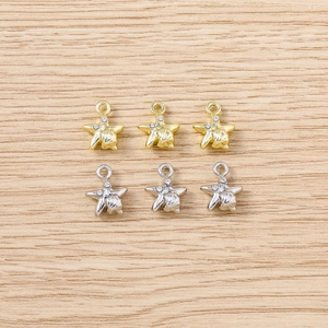 Detailed set of starfish pendants with shell relief and rhinestones for DIY jewelry