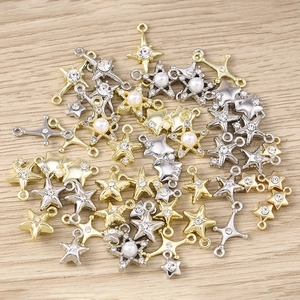 5Pcs fashion star charms with rhinestones and pearls for DIY jewelry making