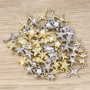 Chic rhinestone star charms in gold and silver plating for DIY jewelry making