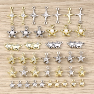DIY Jewelry Findings Alloy Star Pendants Rhinestone Faux Artificial Pearl Star Charms For Necklace Bracelet Making Gold Silver Accessories