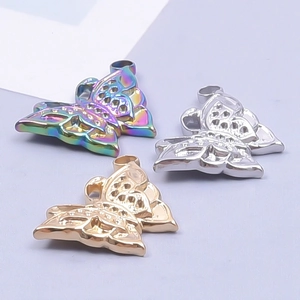 Pendentifs papillon évidés en or argent et arc-en-ciel pour la création de bijoux DIY
