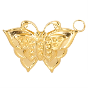 Pendentif papillon en acier inoxydable plaqué or 18k avec détails d'ailes en relief