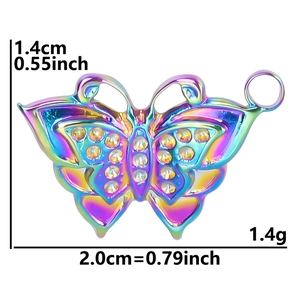Spécifications de taille du pendentif papillon avec placage irisé multicolore