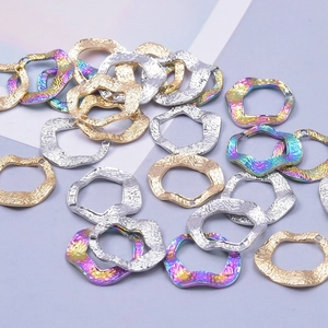Hammered irregular geometric stainless steel charms for DIY jewelry making in gold and silver