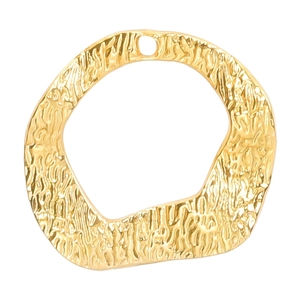 Irregular round hammered 18k gold plated stainless steel pendant for DIY necklaces