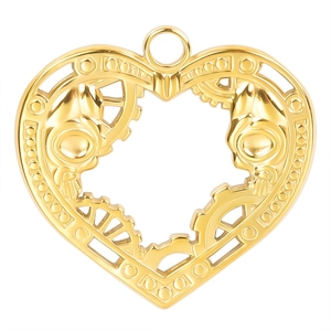 Steampunk-Herzanhänger in Gold mit mechanischen Zahnrädern und hohlem Rahmen für DIY-Schmuck