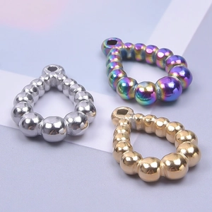 DIY stainless steel teardrop beads in gold, silver, and rainbow colors for jewelry making