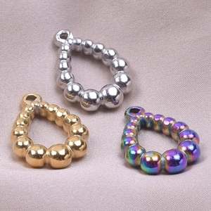 Polished stainless steel waterdrop beads in silver gold and rainbow plating