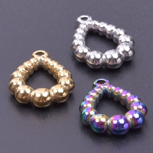 Polished stainless steel water drop beads in gold, silver, and rainbow finishes for DIY crafts