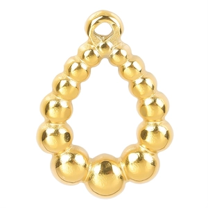 Polished 18k gold plated stainless steel teardrop pendant with beaded texture design