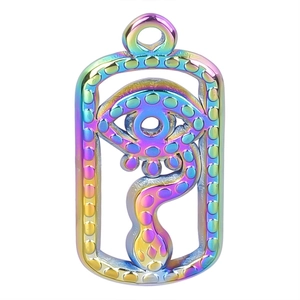 Rainbow plated stainless steel evil eye snake pendant necklace accessory for DIY jewelry