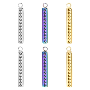 Minimalist Stainless Steel Rectangle Bar Pendant DIY Jewelry Making 18k Gold Plated Rainbow Color Metal Accessory Pendants