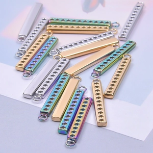 Polished rectangular stainless steel pendant charms for DIY jewelry making in gold and silver