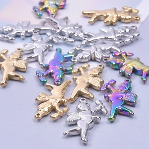 Cupid angel pendants in gold, silver and rainbow colors for DIY jewelry making
