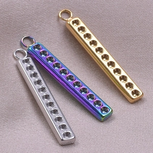 DIY stainless steel rectangular pendants with nine round drill settings in three colors