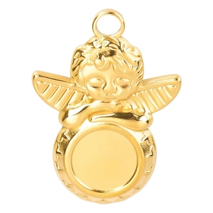 Colgante de ángel en acero inoxidable chapado en oro de 18k para collares DIY