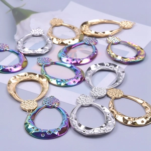 Teardrop stainless steel 18k gold plated charms with hammered texture for DIY jewelry making